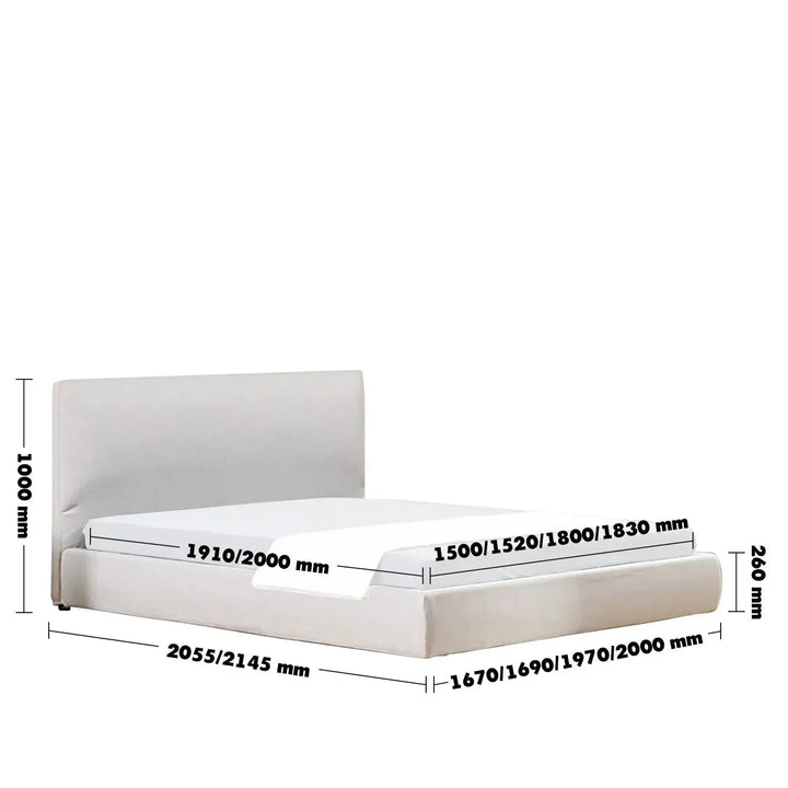 Minimalist fabric bed sino size charts.