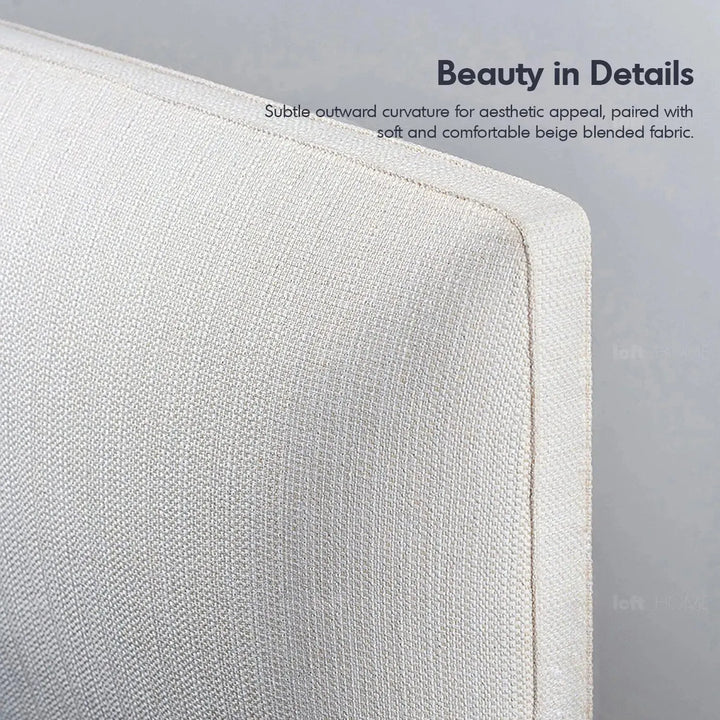 Minimalist fabric bed sino with context.