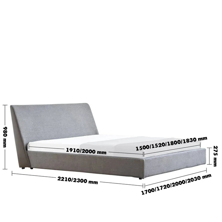 Minimalist fabric bed vaselli size charts.