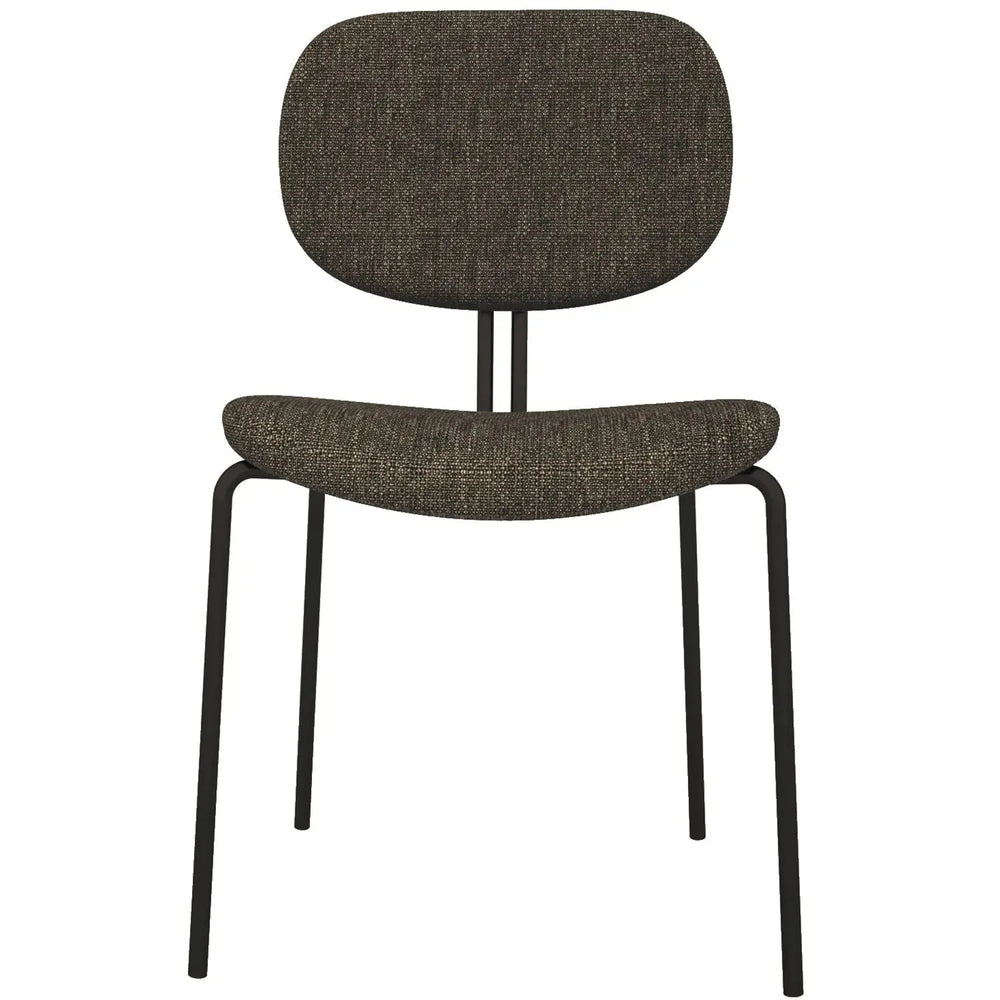 Industrial fabric dining chair et in white background.