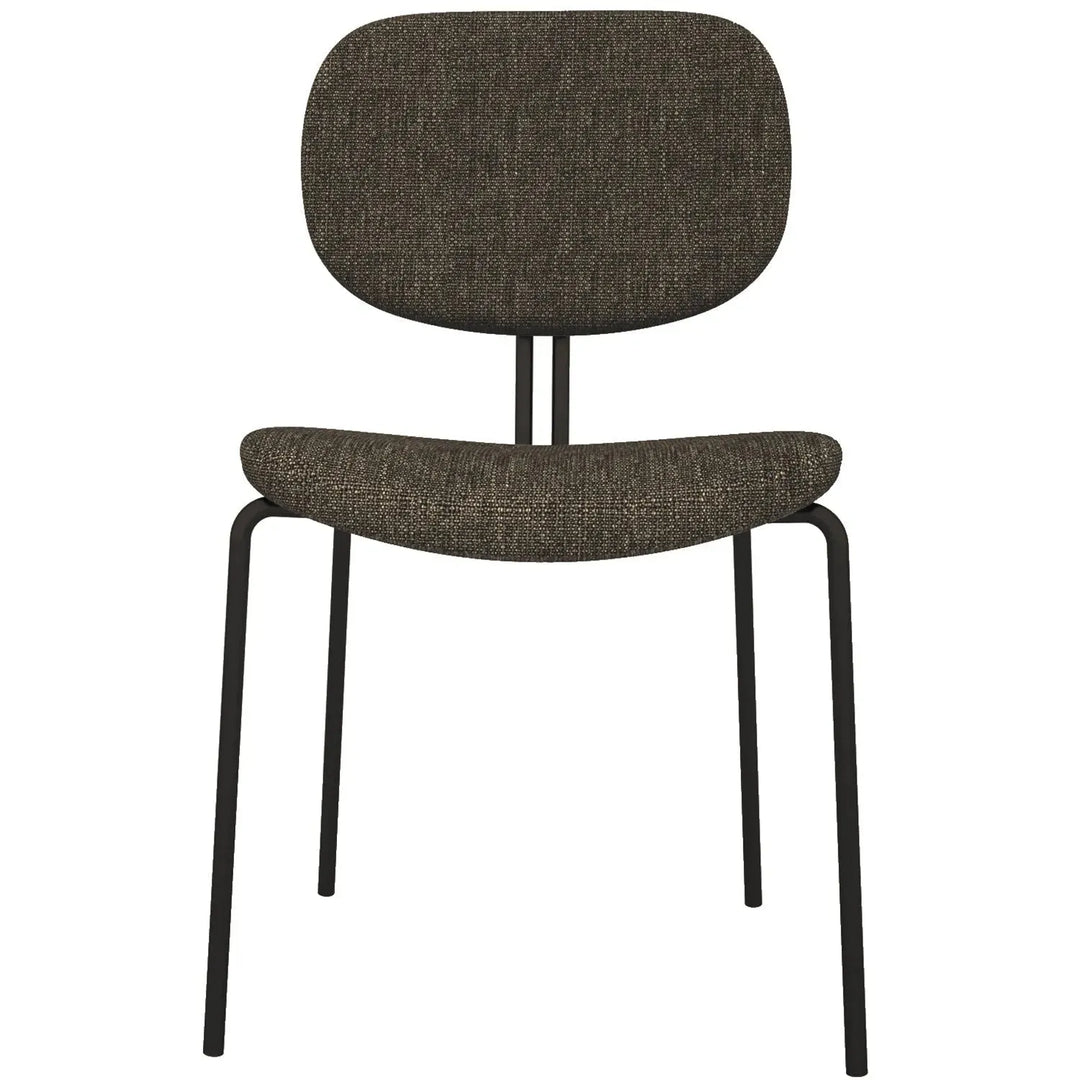 Industrial fabric dining chair et in white background.
