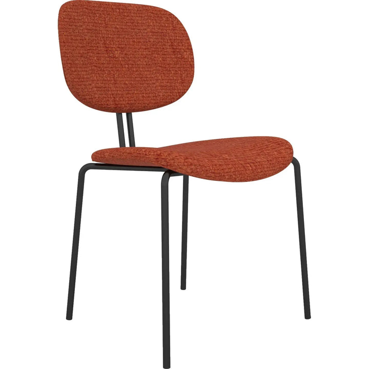 Industrial fabric dining chair et with context.