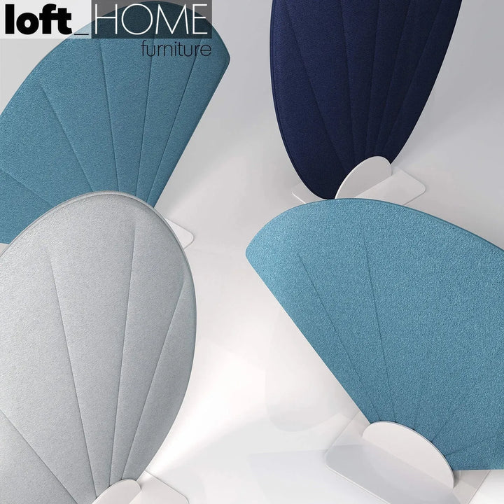 Contemporary fabric divider fan in real life style.