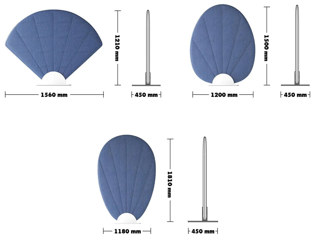 Contemporary fabric divider fan size charts.