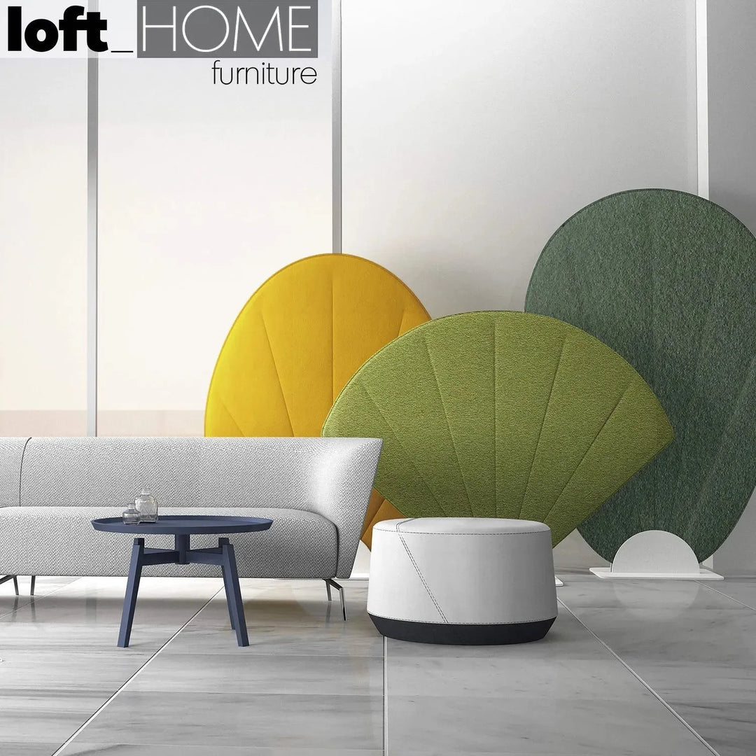 Contemporary fabric divider fan primary product view.