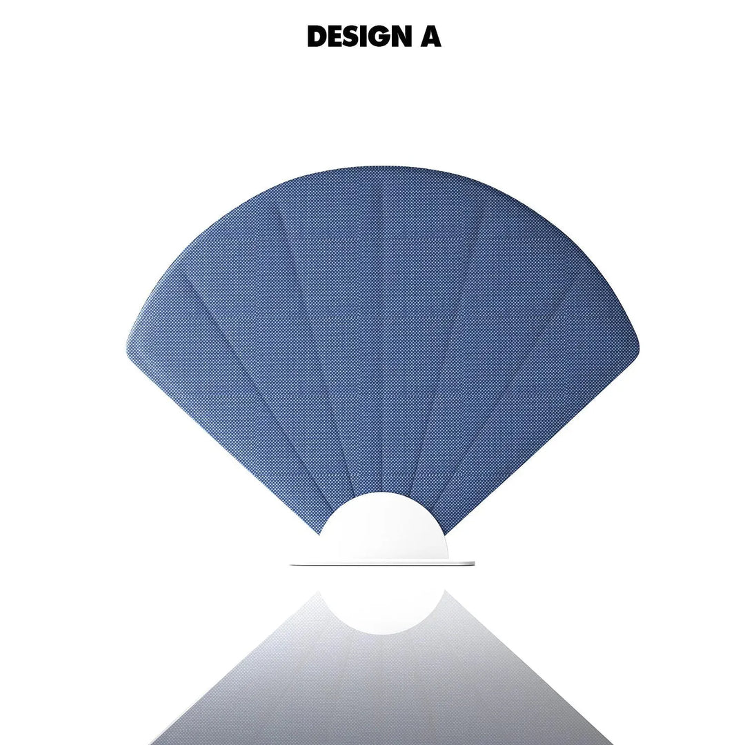 Contemporary fabric divider fan in details.