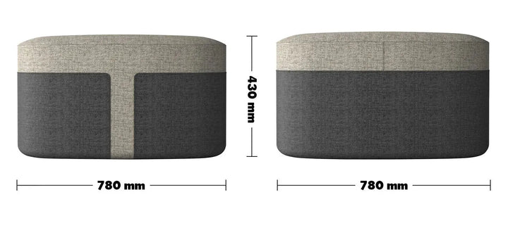 Modern fabric ottoman bag l size charts.