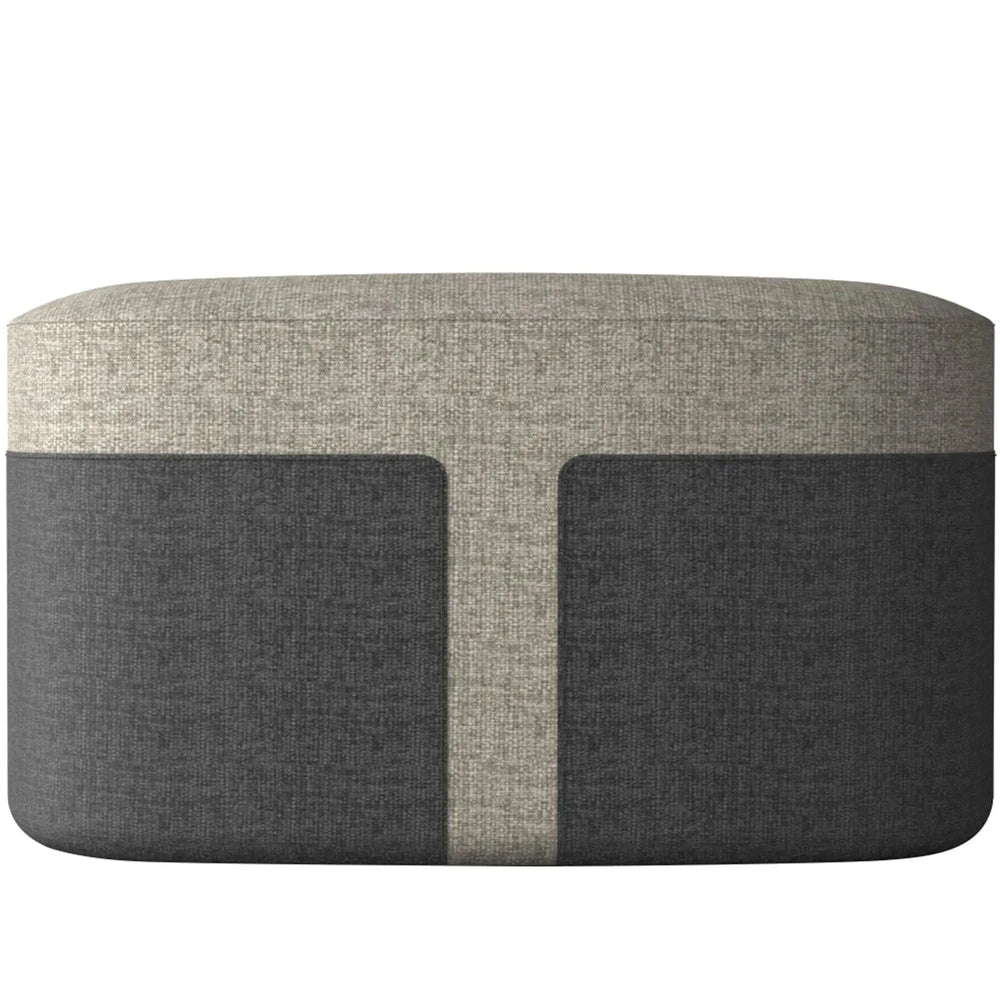 Modern fabric ottoman bag l in white background.