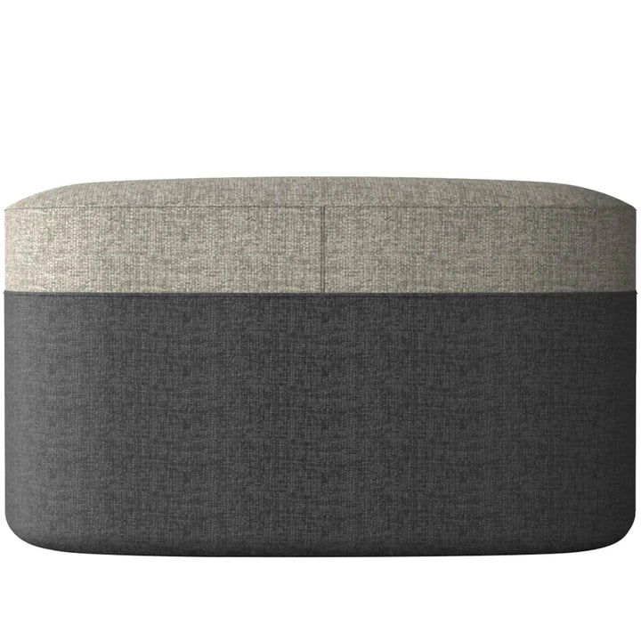 Modern fabric ottoman bag l in panoramic view.
