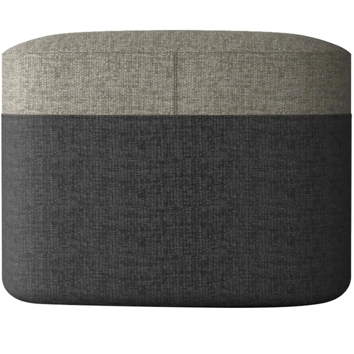 Modern fabric ottoman bag m in panoramic view.