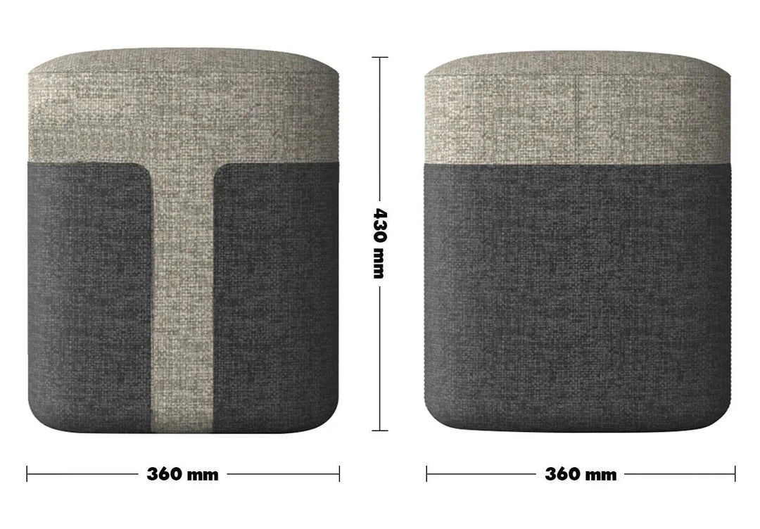 Modern fabric ottoman bag s size charts.