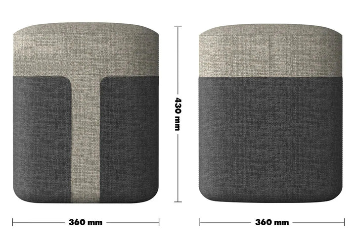 Modern fabric ottoman bag s size charts.
