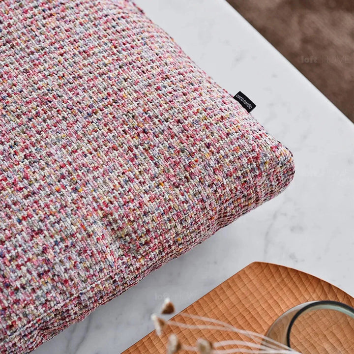 Modern fabric sofa pillow autumn pink in panoramic view.