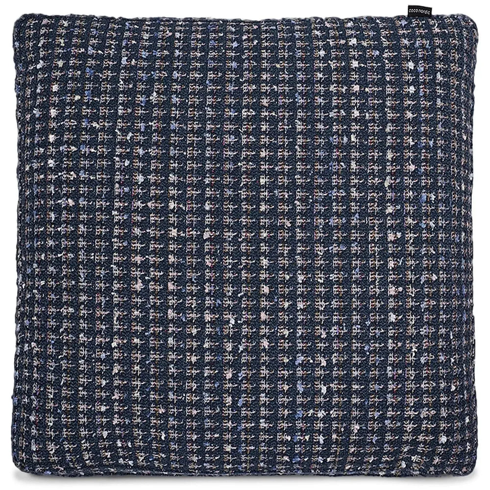 Scandinavian fabric sofa pillow sapphire blue in white background.