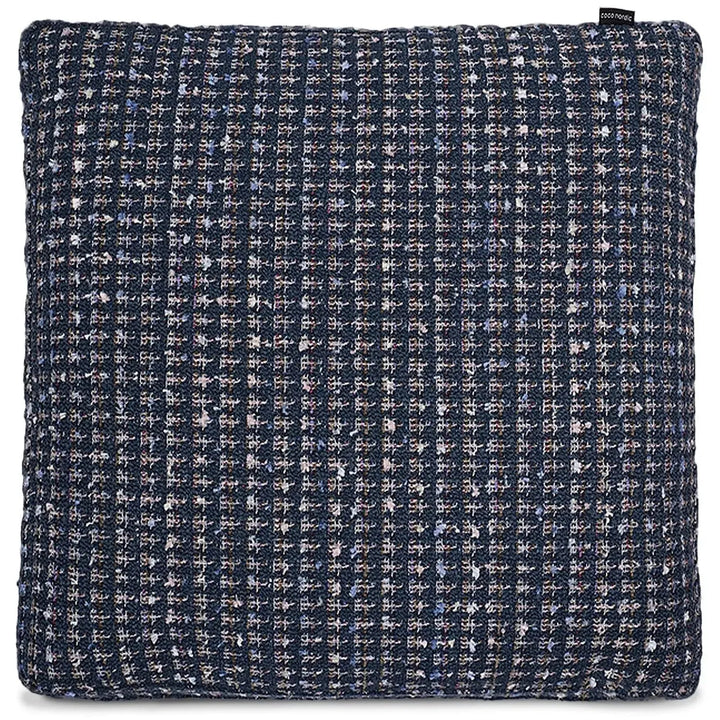 Scandinavian fabric sofa pillow sapphire blue in white background.