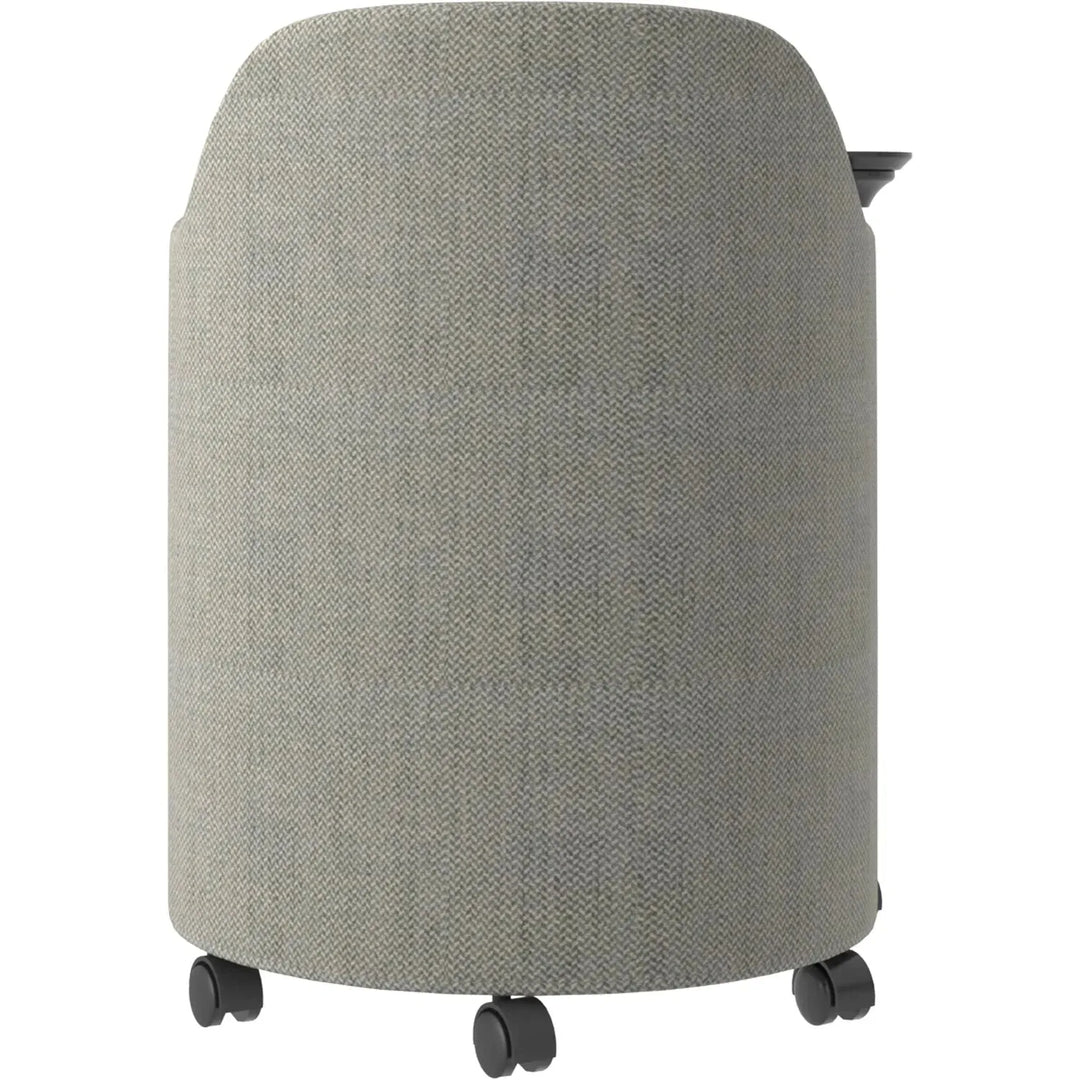 Modern fabric training office chair with writing board cactus in panoramic view.