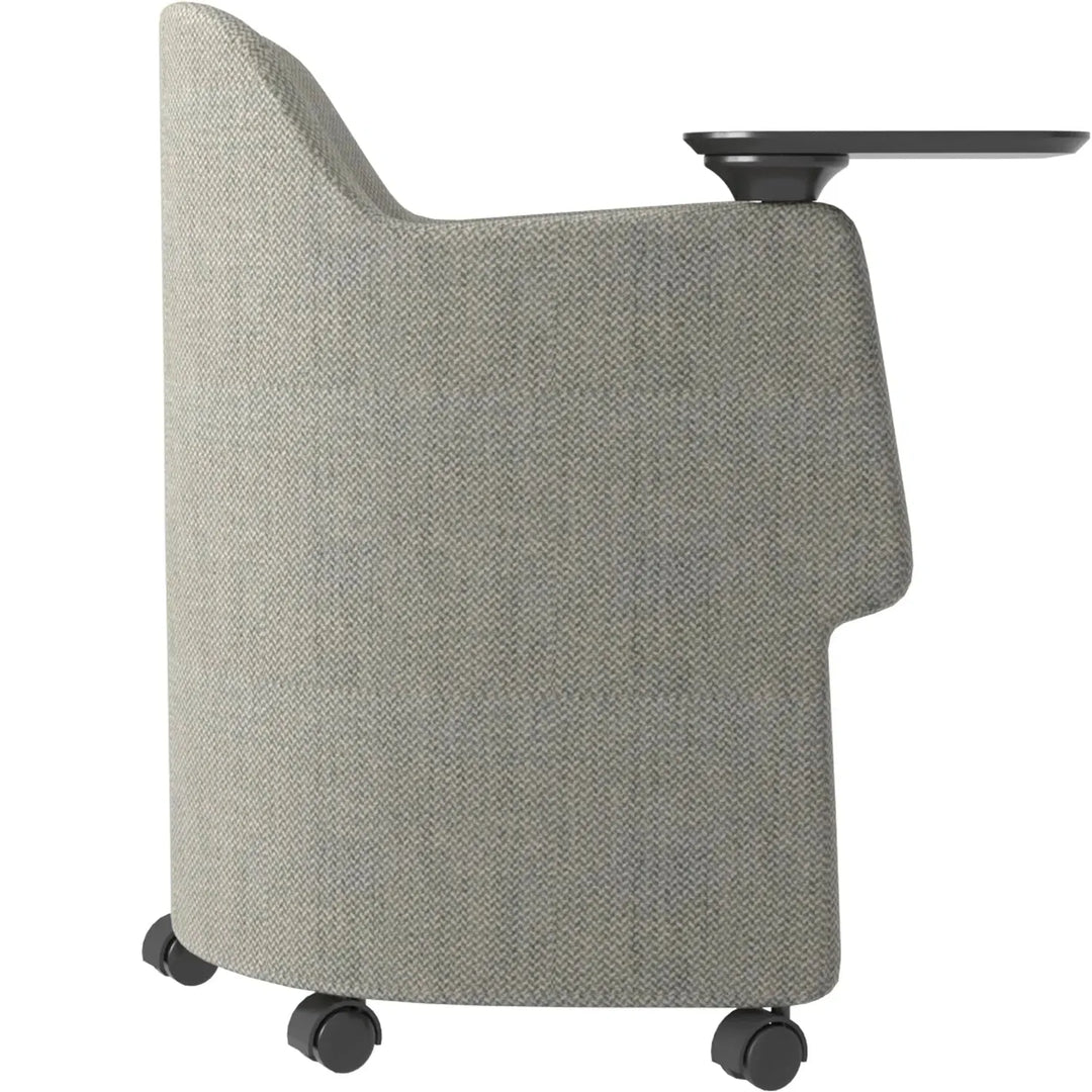 Modern fabric training office chair with writing board cactus in details.