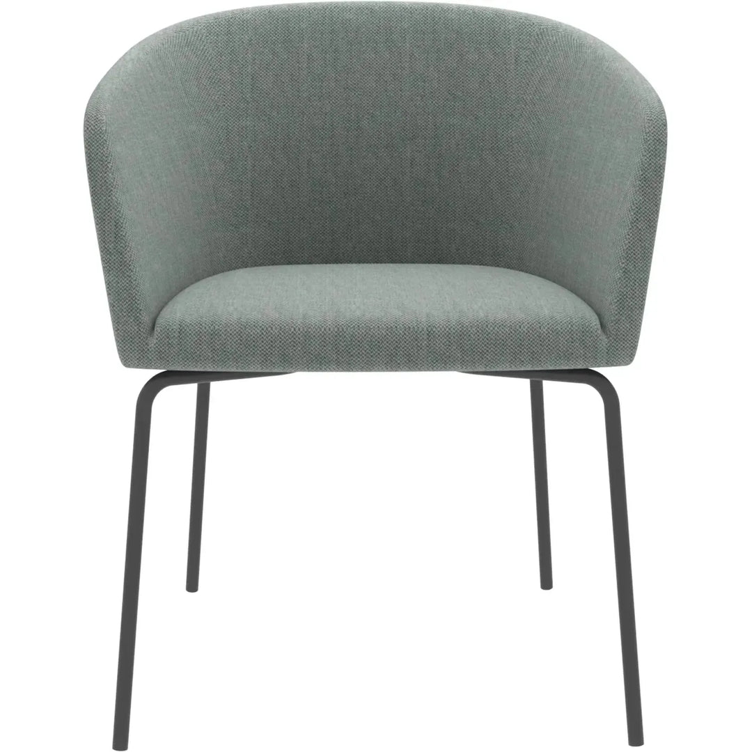 Industrial metal fabric dining chair slicing in details.