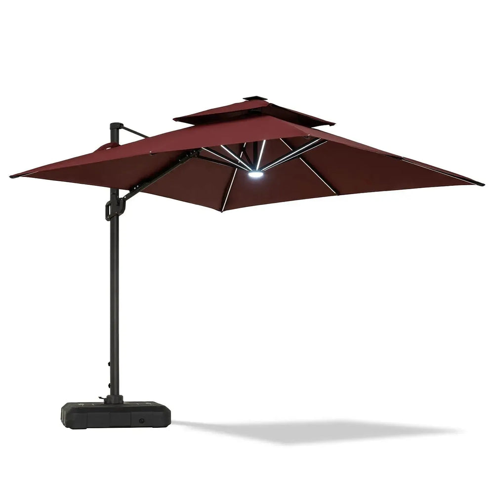 Contemporary outdoor umbrella luna in white background.