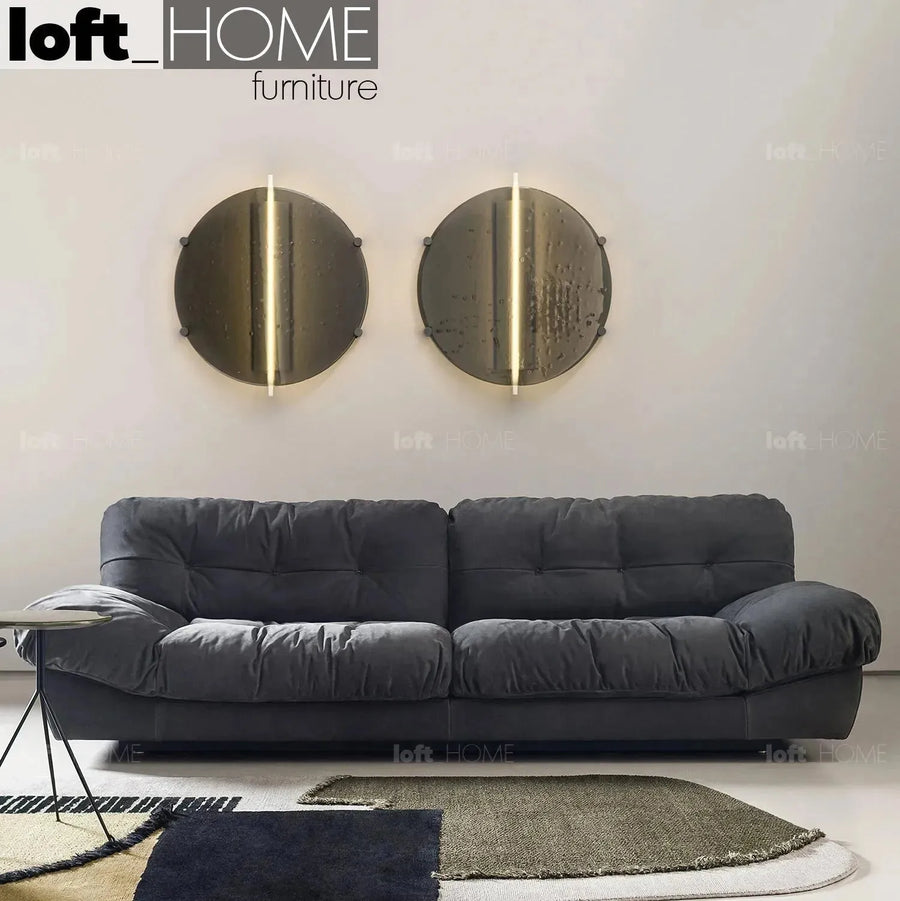 Contemporary suede fabric 3 seater sofa milano primary product view.