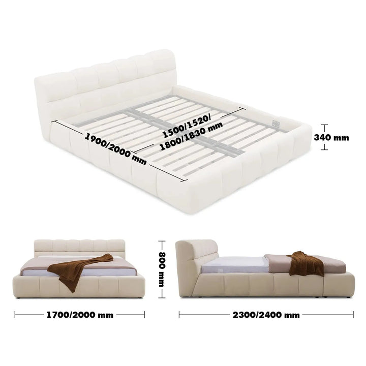 Contemporary suede fabric bed tufty size charts.