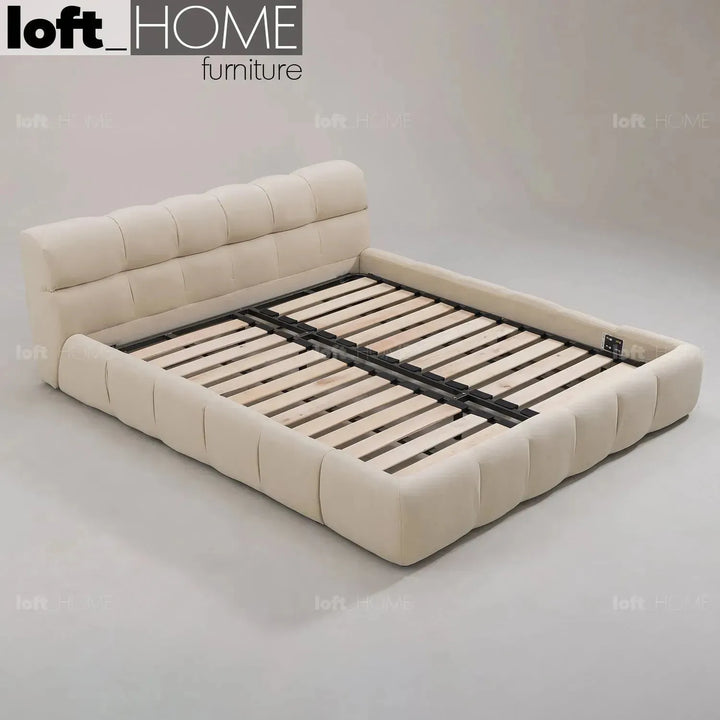 Contemporary suede fabric bed tufty conceptual design.