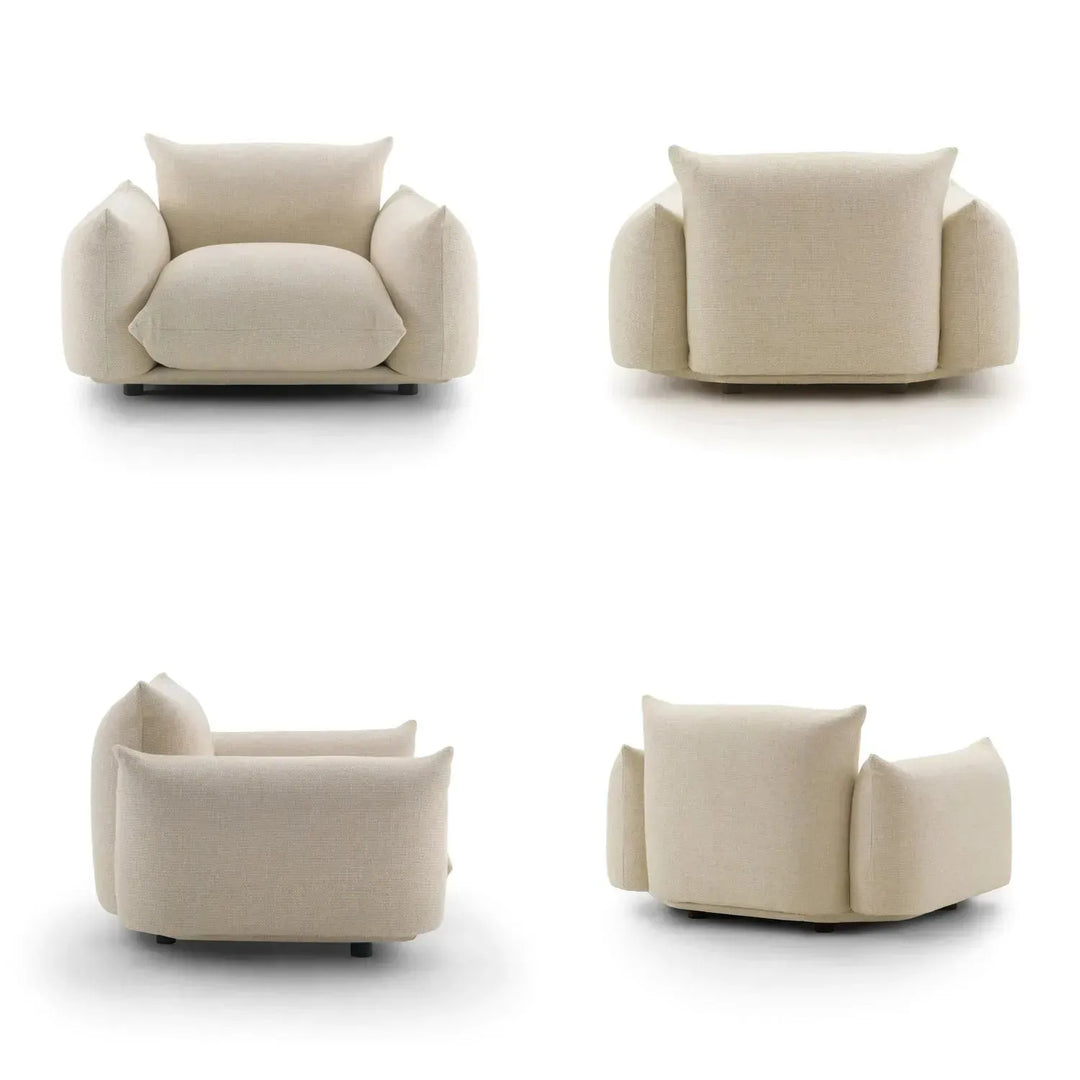 Cream teddy fabric 1 seater sofa marenco layered structure.