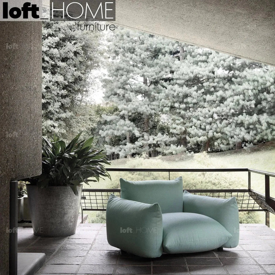Cream teddy fabric 1 seater sofa marenco primary product view.