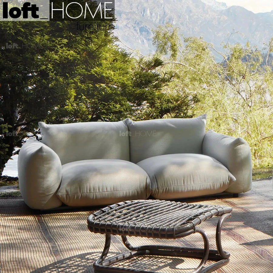 Cream teddy fabric 2 seater sofa marenco primary product view.