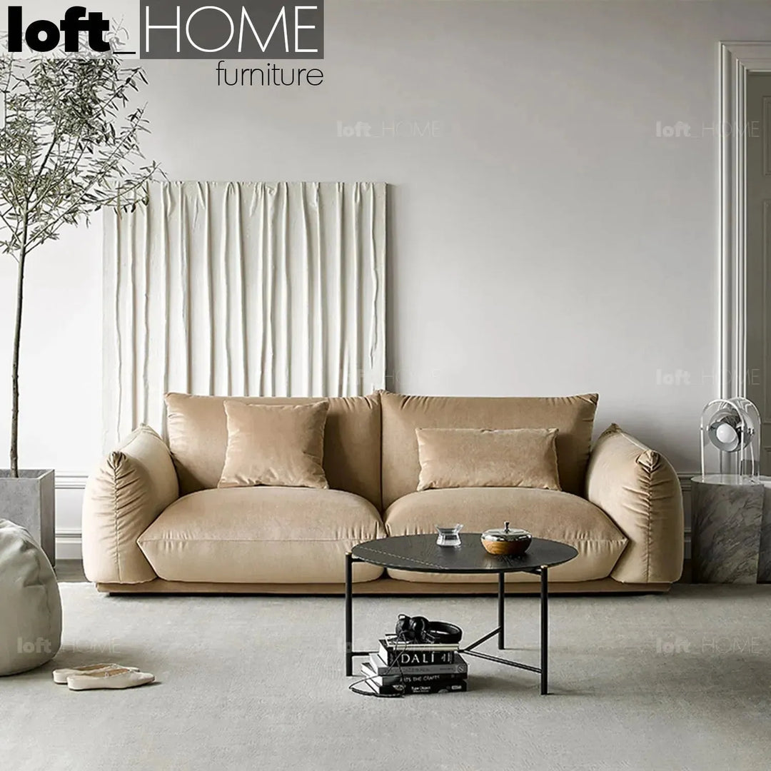 Cream teddy fabric 2 seater sofa marenco conceptual design.