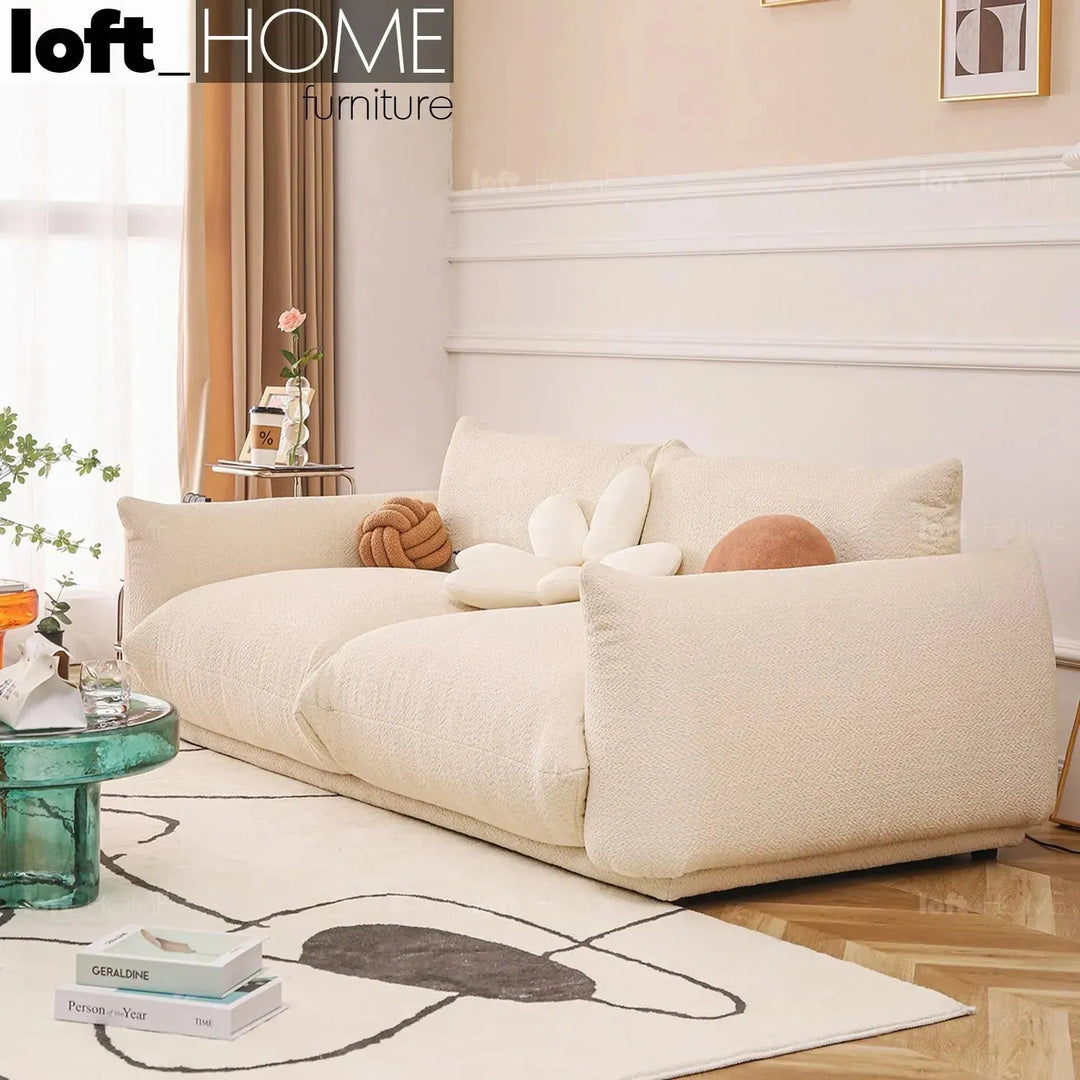 Cream teddy fabric 2 seater sofa marenco environmental situation.