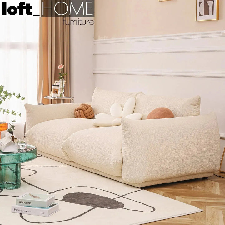 Cream teddy fabric 2 seater sofa marenco environmental situation.