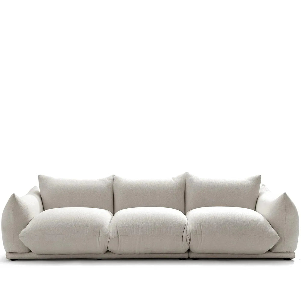 Cream teddy fabric 3 seater sofa marenco in white background.