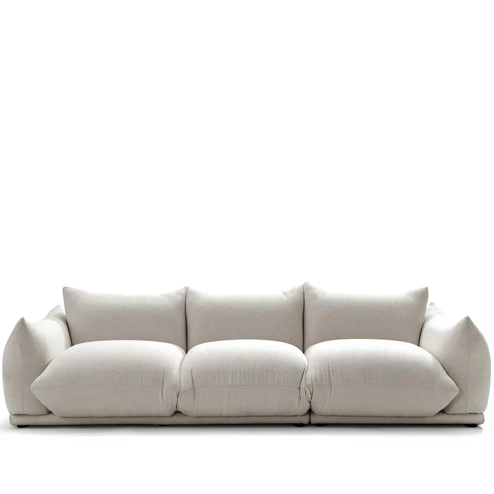 Cream teddy fabric 3 seater sofa marenco in white background.