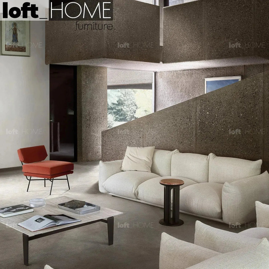 Cream teddy fabric 3 seater sofa marenco conceptual design.