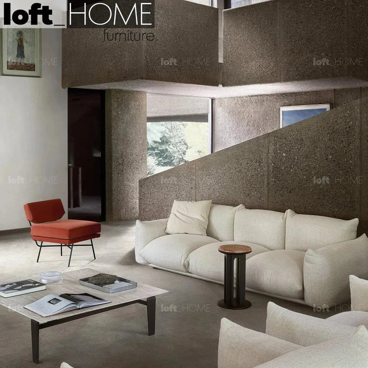 Cream teddy fabric 3 seater sofa marenco conceptual design.