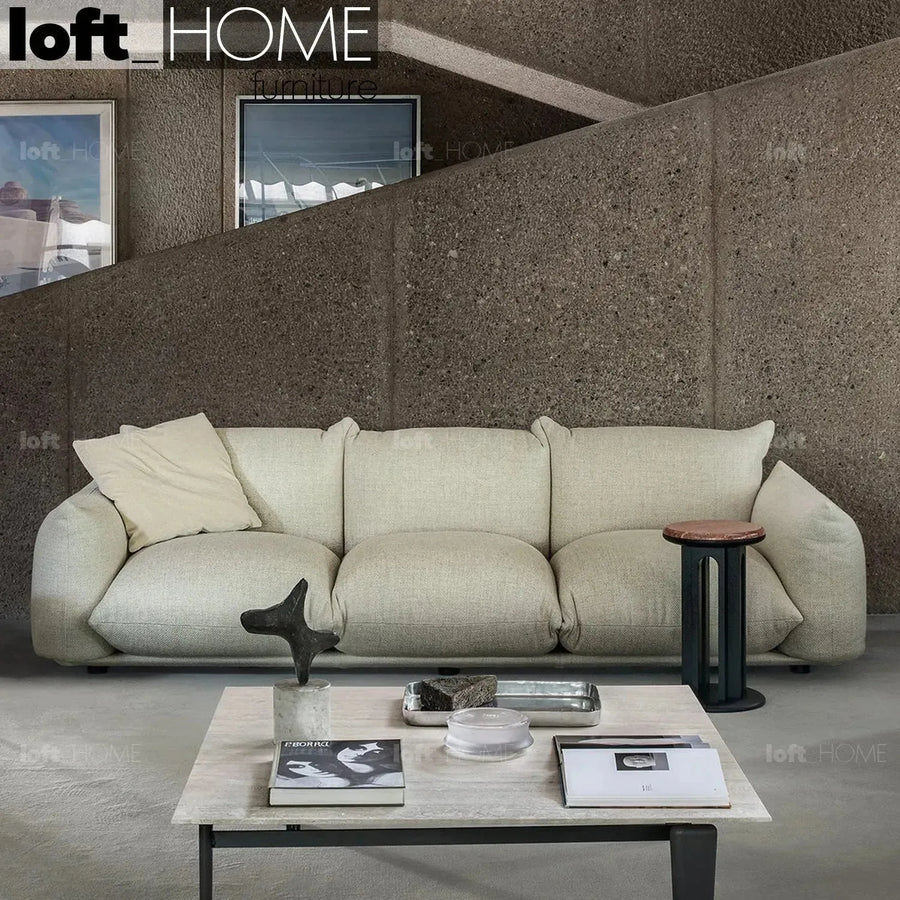 Cream teddy fabric 3 seater sofa marenco primary product view.