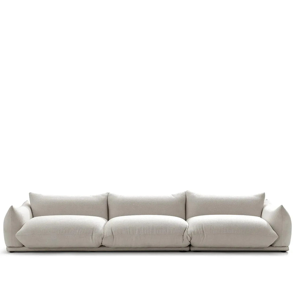 Cream teddy fabric 4 seater sofa marenco in white background.