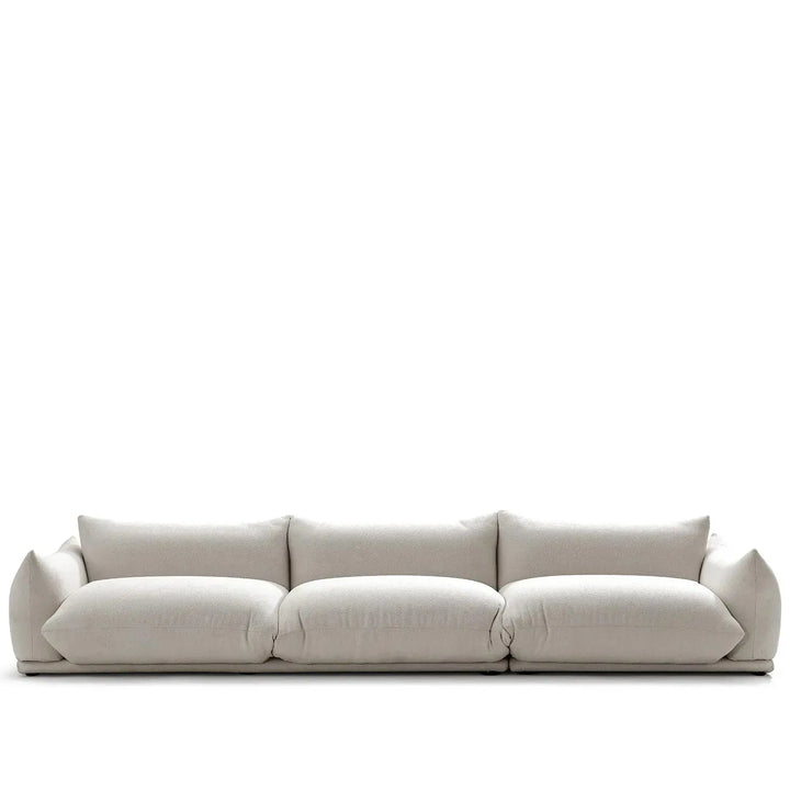 Cream teddy fabric 4 seater sofa marenco in white background.