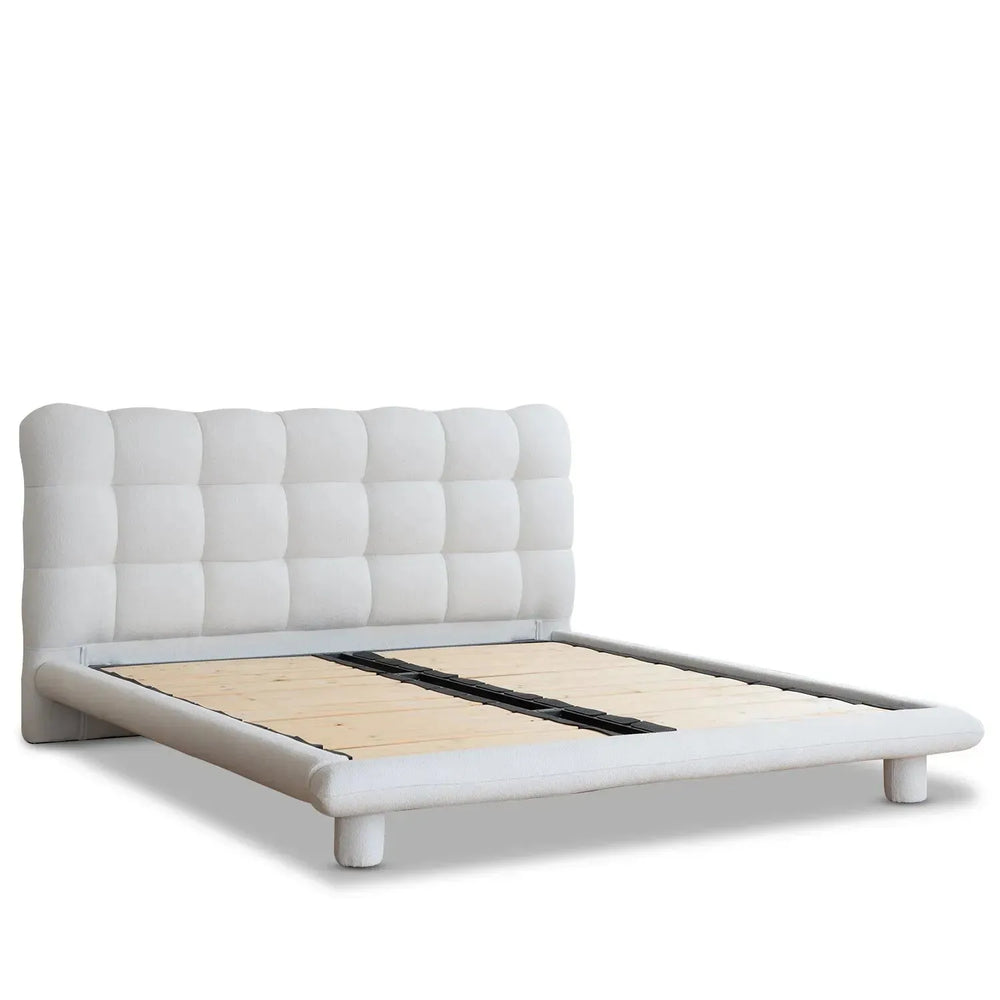 Cream teddy fabric bed bubble in white background.