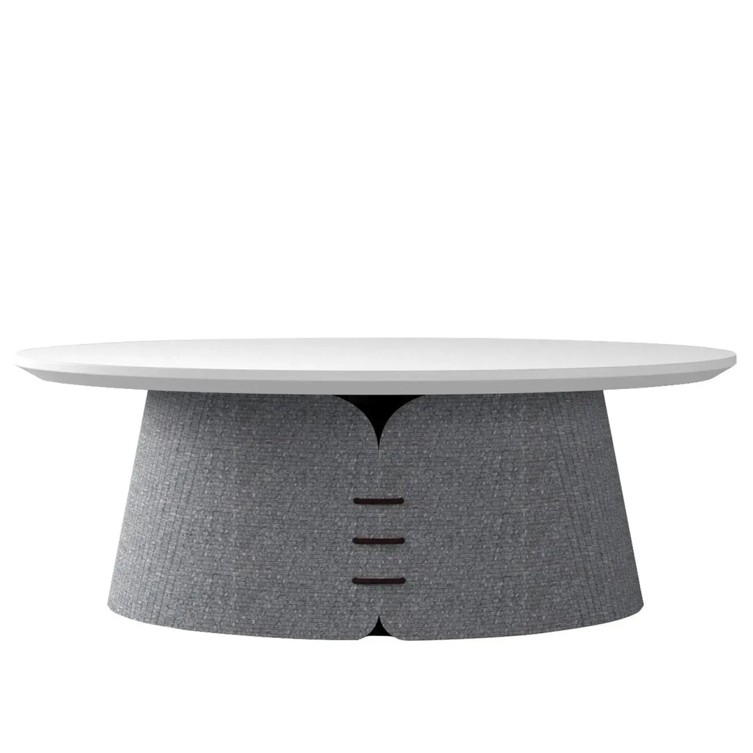 Contemporary wood coffee table collar in still life.