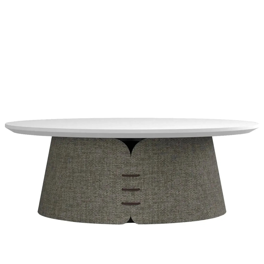 Contemporary wood coffee table collar in panoramic view.