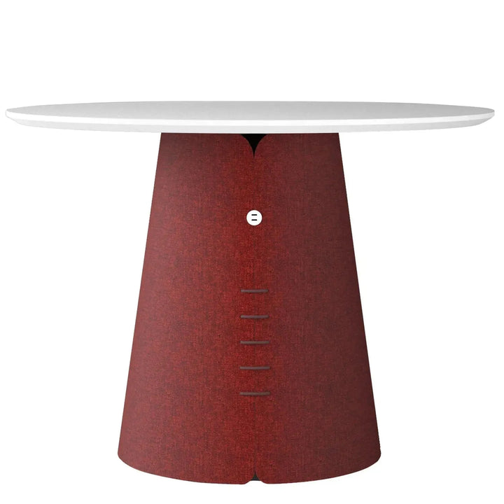 Contemporary wood round dining table collar in real life style.