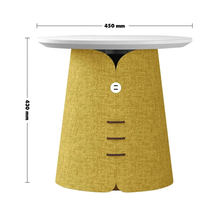 Contemporary wood side table collar size charts.
