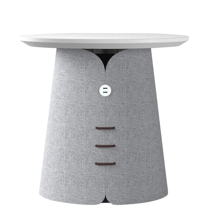 Contemporary wood side table collar in panoramic view.