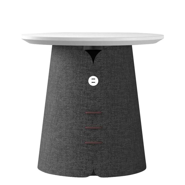 Contemporary wood side table collar in real life style.