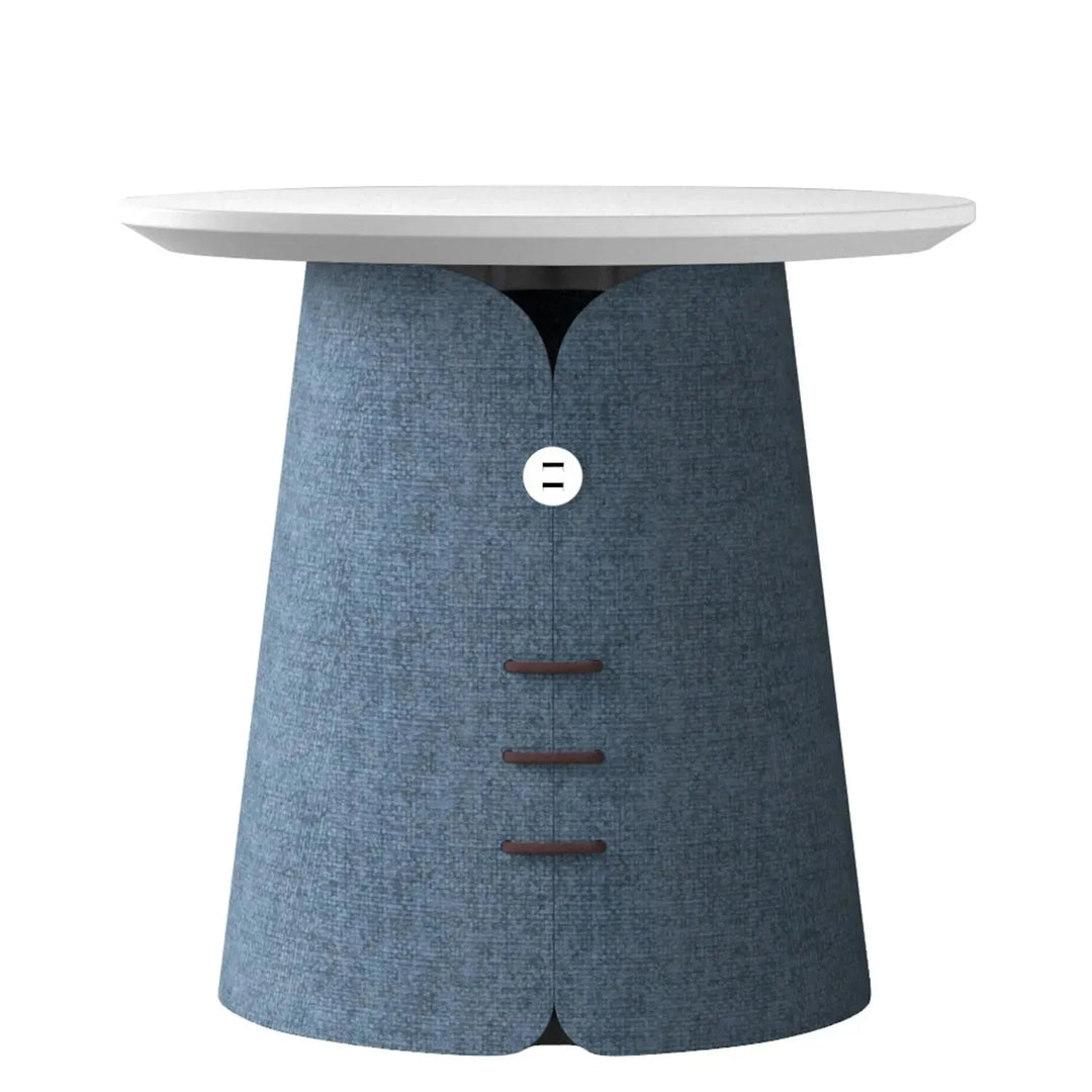 Contemporary wood side table collar in still life.
