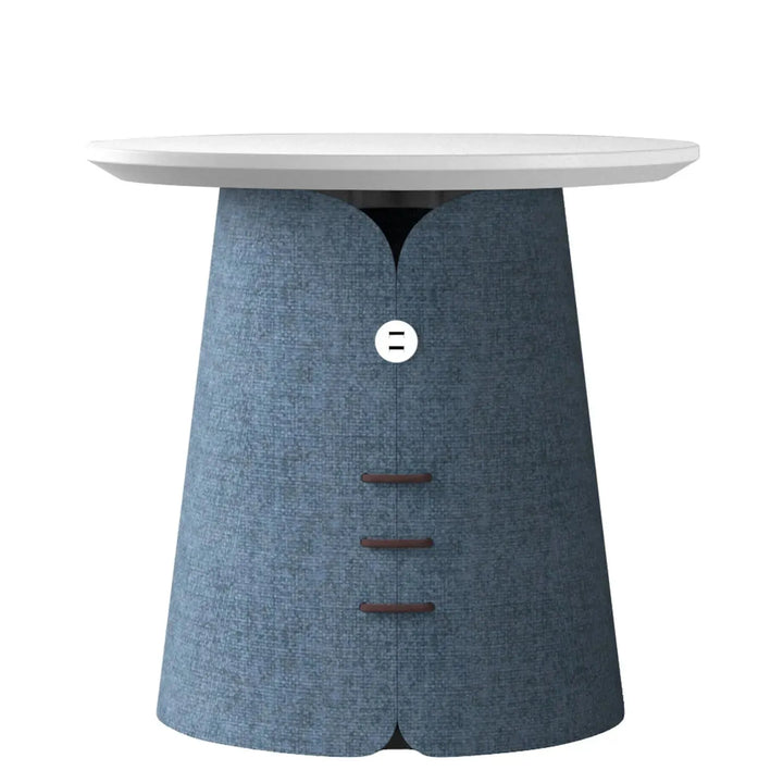 Contemporary wood side table collar in still life.