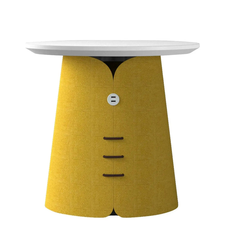 Contemporary wood side table collar in details.