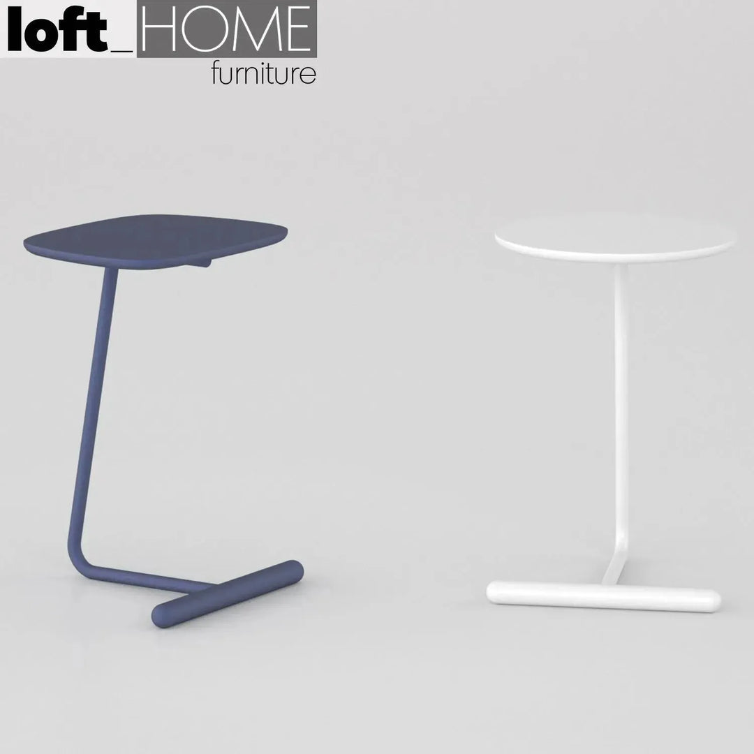 Minimalist wood side table origin in close up details.